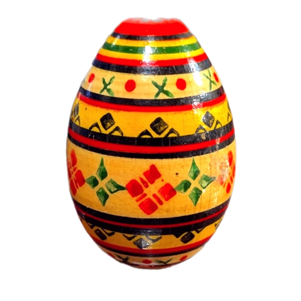 Russian Hand Crafted Wooden Decorated Egg